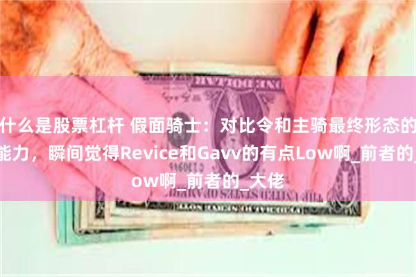 什么是股票杠杆 假面骑士：对比令和主骑最终形态的特殊能力，瞬间觉得Revice和Gavv的有点Low啊_前者的_大佬