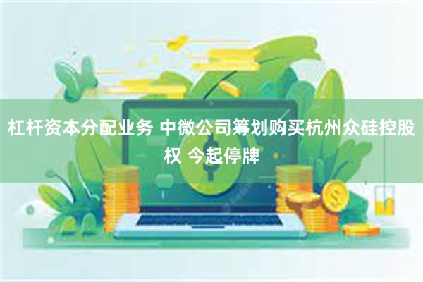 杠杆资本分配业务 中微公司筹划购买杭州众硅控股权 今起停牌