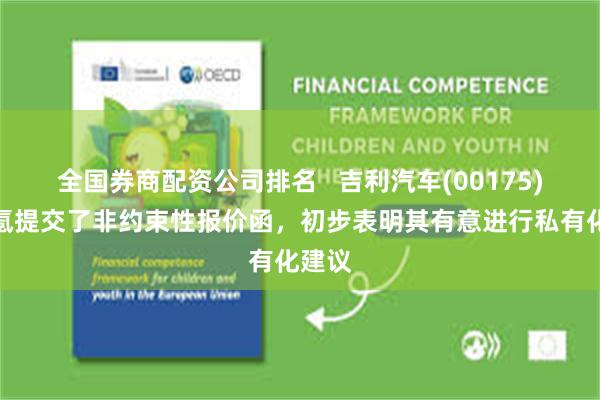 全国券商配资公司排名   吉利汽车(00175)向极氪提交了非约束性报价函，初步表明其有意进行私有化建议