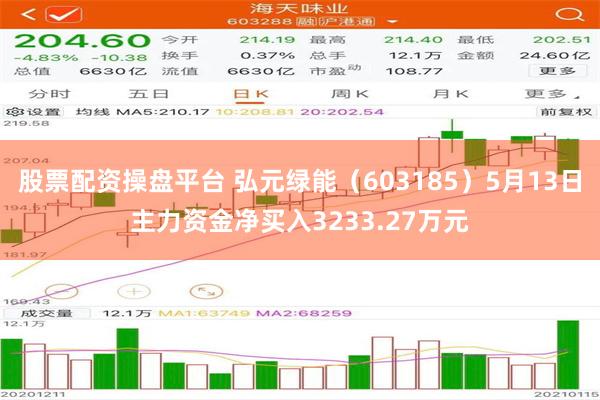 股票配资操盘平台 弘元绿能（603185）5月13日主力资金净买入3233.27万元