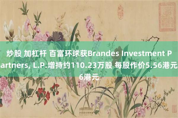 炒股 加杠杆 百富环球获Brandes Investment Partners, L.P.增持约110.23万股 每股作价5.56港元
