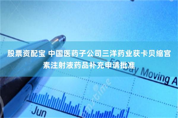 股票资配宝 中国医药子公司三洋药业获卡贝缩宫素注射液药品补充申请批准