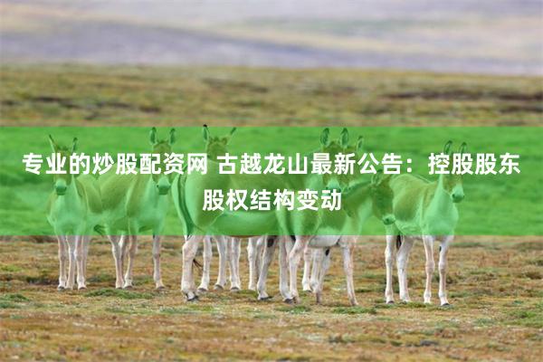 专业的炒股配资网 古越龙山最新公告：控股股东股权结构变动
