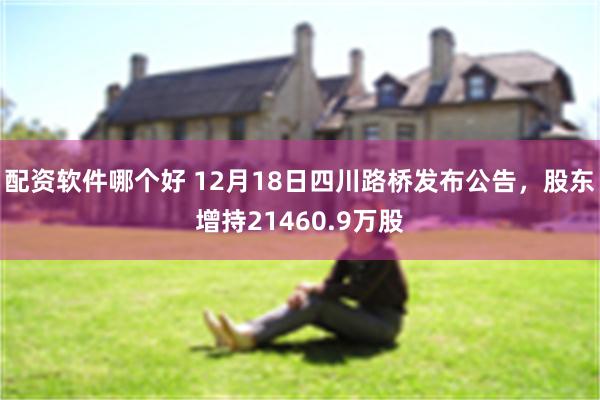 配资软件哪个好 12月18日四川路桥发布公告，股东增持21460.9万股