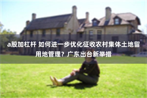 a股加杠杆 如何进一步优化征收农村集体土地留用地管理?广东出台新举措