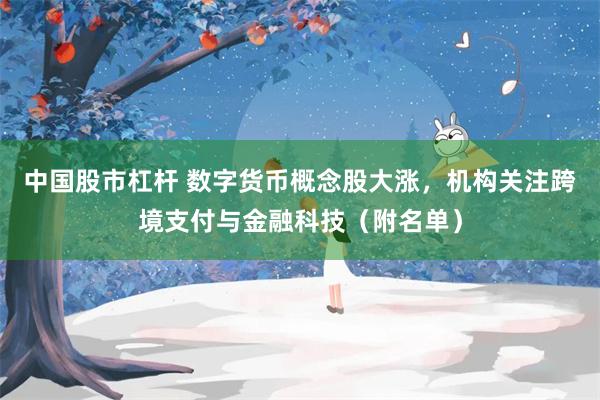 中国股市杠杆 数字货币概念股大涨,机构关注跨境支付与金融科技(附名单)