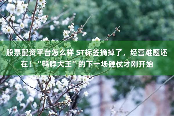 股票配资平台怎么样 ST标签摘掉了,经营难题还在!“鸭脖大王”的下一场硬仗才刚开始