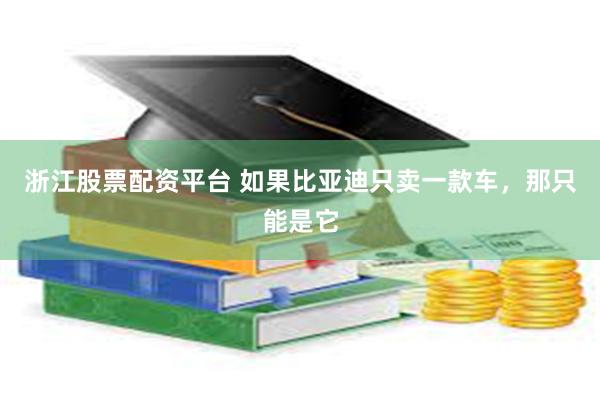 浙江股票配资平台 如果比亚迪只卖一款车，那只能是它
